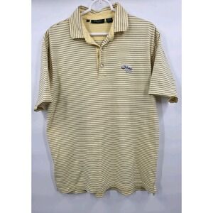 BOBBY JONES TORREY PINES GOLF POLO MENS MEDIUM YELLOW GRAY STRIPED COURSE SOFT